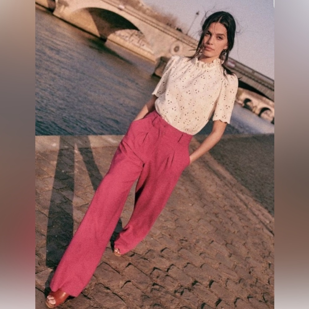 Sezane Theophile Pants. Pink Fuchsia. Size 34